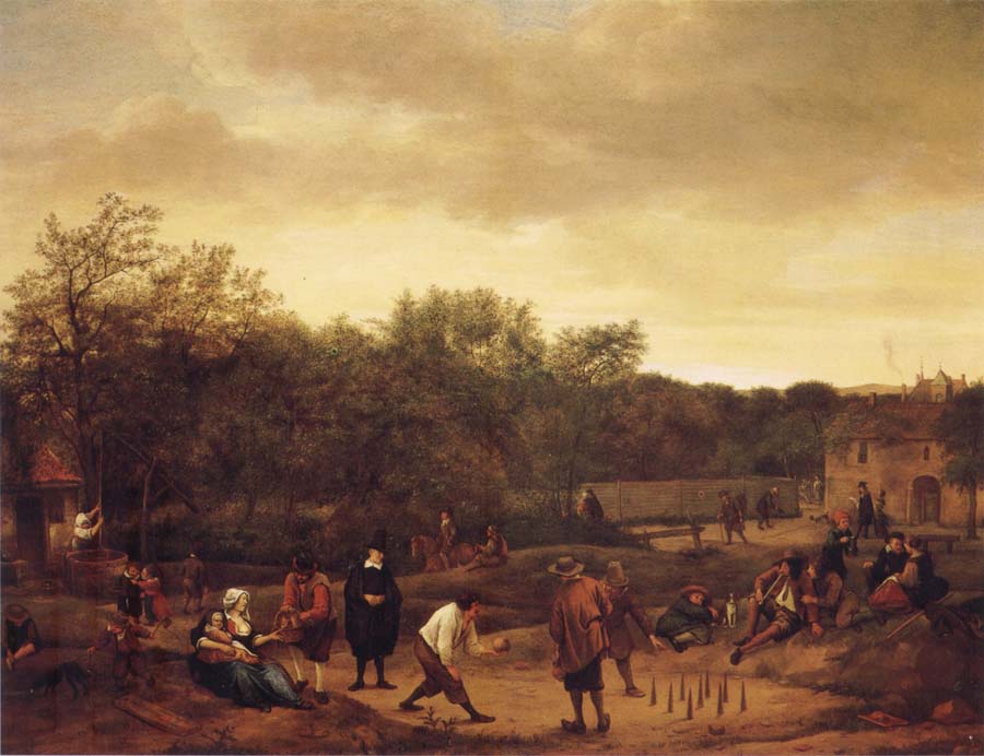 Landscape with skittle playes